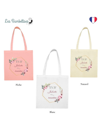 Tote Bag Personnalisé Evjf Fleurs Violettes Les Bambetises