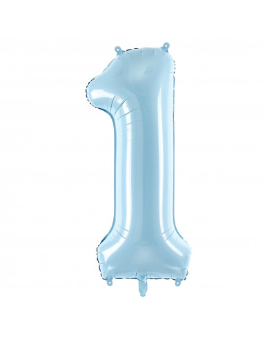 Ballon Chiffre Bleu Pastel Mat 86 Cms Aluminium