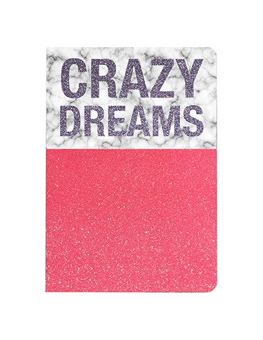 Carnet Pailleté Format 12X17.5cms Message Crazy Dreams