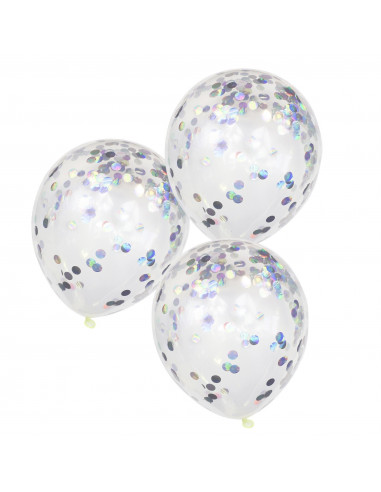 5 Ballons Transparents Confettis Irises Les Bambetises