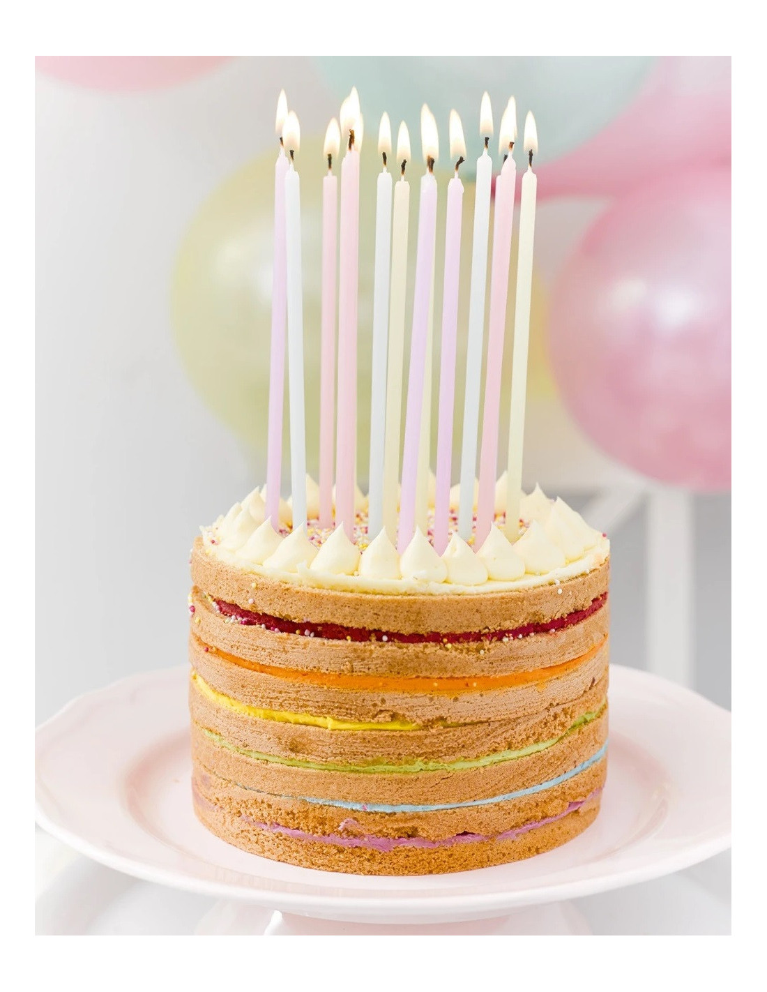 16 grandes bougies d'anniversaire multicolore à paillettes