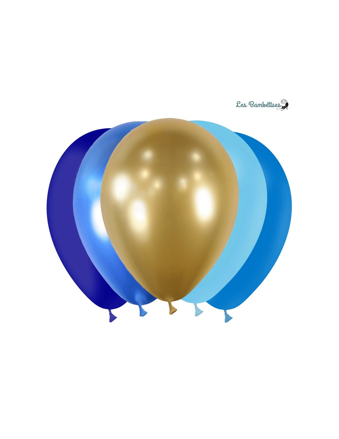 20 Ballons de Baudruche Bleus & Or Assortis - Les Bambetises
