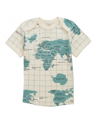 T Shirt Mc Imprimé Atlas Bleu en Coton Bio