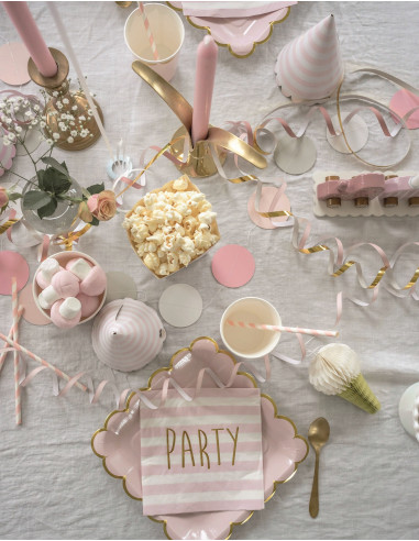 Assiettes Princesse rose et or x8 - Décorations de table de fête
