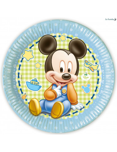 8 Assiettes en Carton Baby Mickey™ Bleu