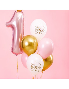 Couronne de joyeux anniversaire Minnie et marguerite rose - 2 m par 7,50 €