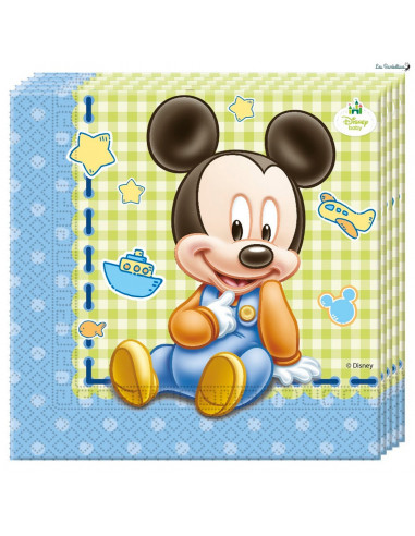 20 Serviettes en Papier Baby Mickey™ Bleu