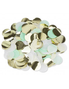 confettis-vert-menthe-blancs-dores-3-cms-decoration-de-table-ballons-confettis