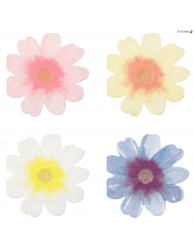 16 Serviettes en Papier Fleurs Pastels Meri Meri