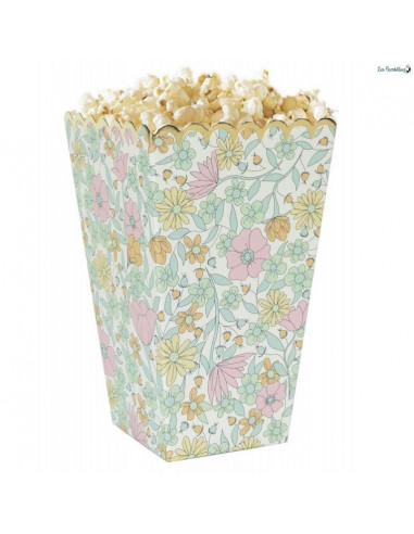 8 Petites Boites Popcorn Imprimé Fleurs Shabby