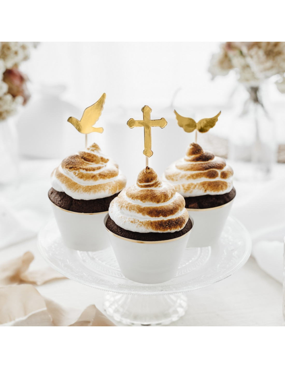 6 Cake Toppers Symboles Baptême ou Communion - Les Bambetises