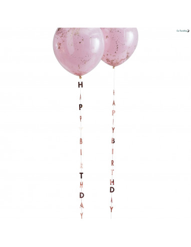 5 Queues De Ballon Happy Birthday Rose Gold Les Bambetises