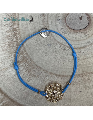 bracelet-elastique-bleu-rosace-or-fille