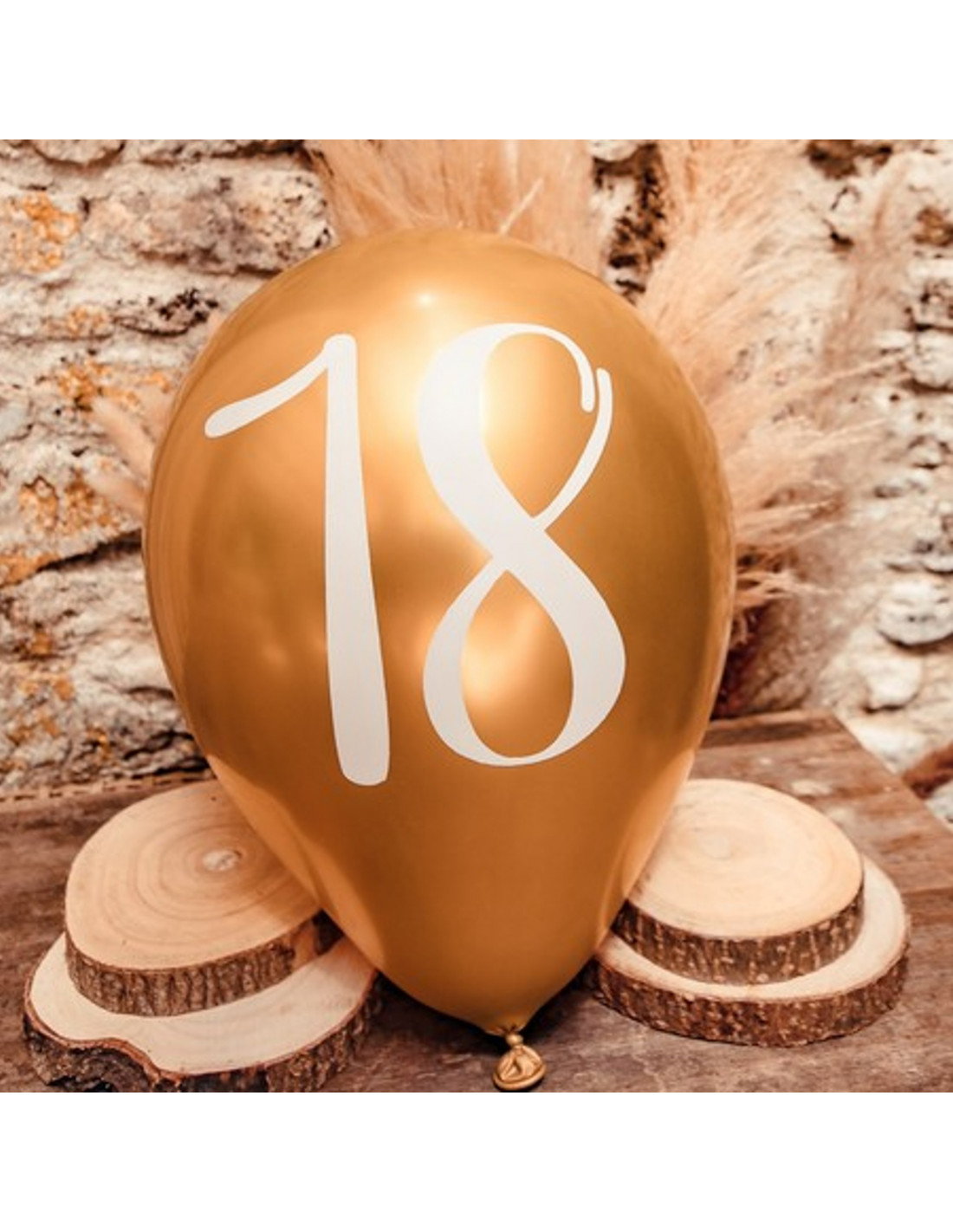 1 Kit de 5 Ballons aluminiums anniversaire 18ans or