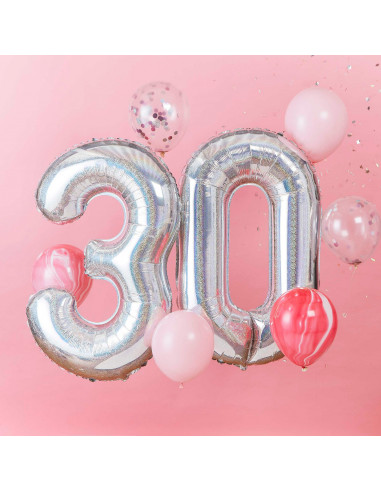 8 Ballons en latex anniversaire 30 ans 30 cm