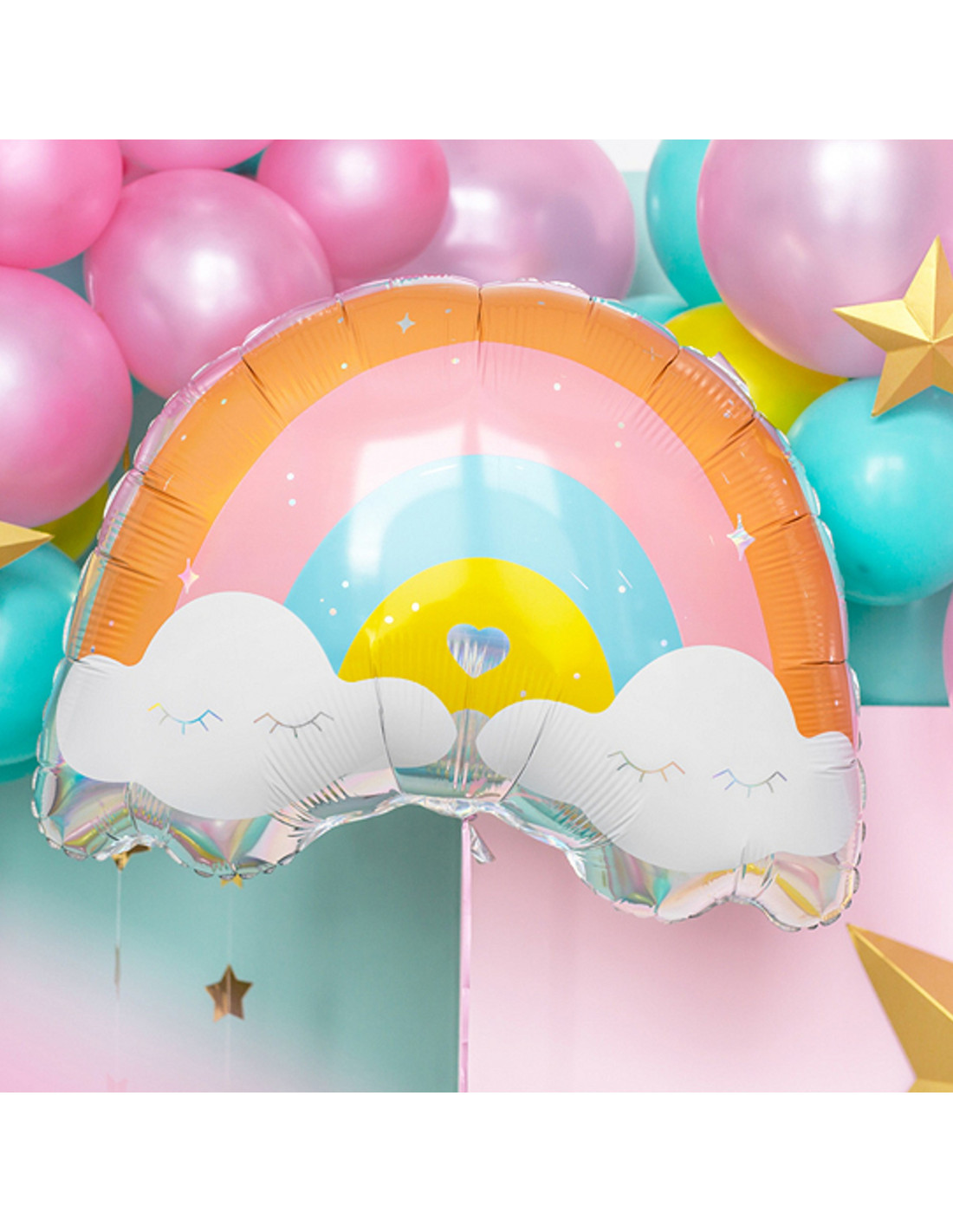 Ballon helium géant chiffre arc en ciel - Deco anniversaire