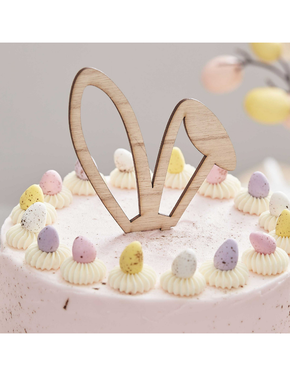 Cake Topper Oreilles de Lapin en Bois Pâques