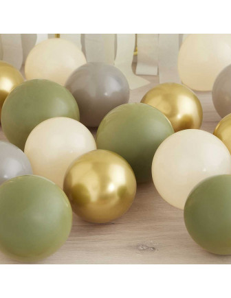 Kit de ballons Vert Olive, Or, Gris et Nude