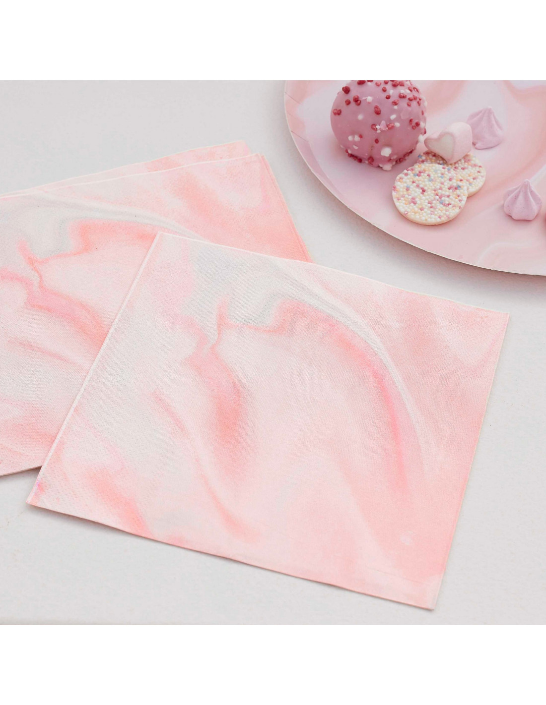 Serviette papier rose avec son bord or