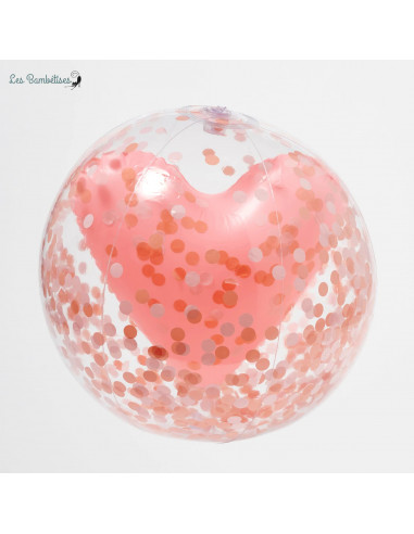Grand Ballon de Plage Gonflable 1.4 mètres gonflé Hartjes Couleurs  Rouge/Rose