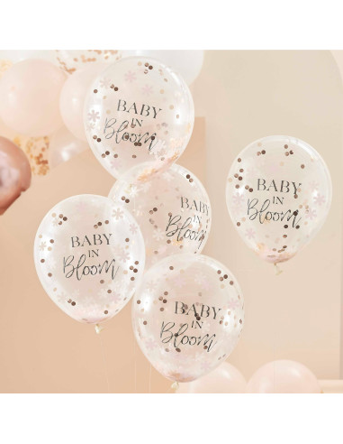 5 Ballons Confettis Ecriture Baby In Bloom - Les Bambetises