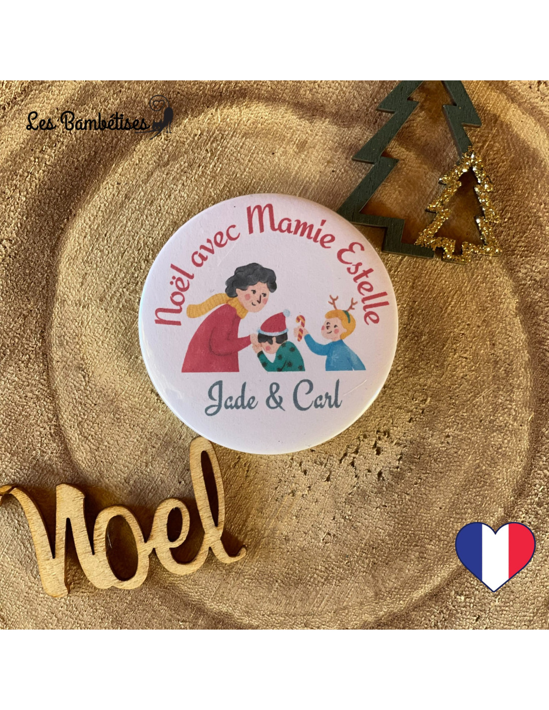 Badge Personnalisé Famille Cadeau Invité Noël - Les Bambetises