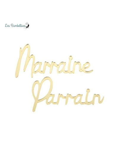 Marque Place Parrain & Marraine Plexiglas Doré