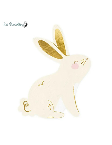 20-serviettes-lapin-paques-blanche-or