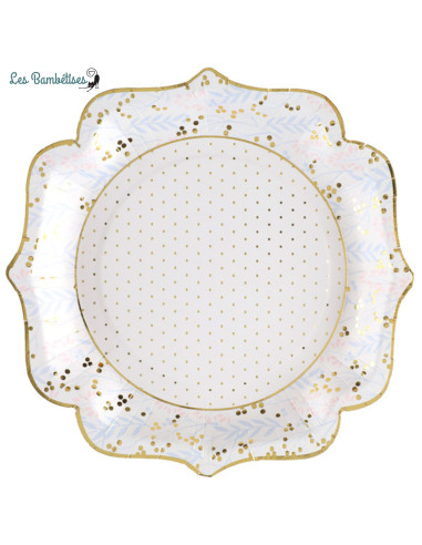 10-assiettes-blanches-lisere-dore-feuillages-