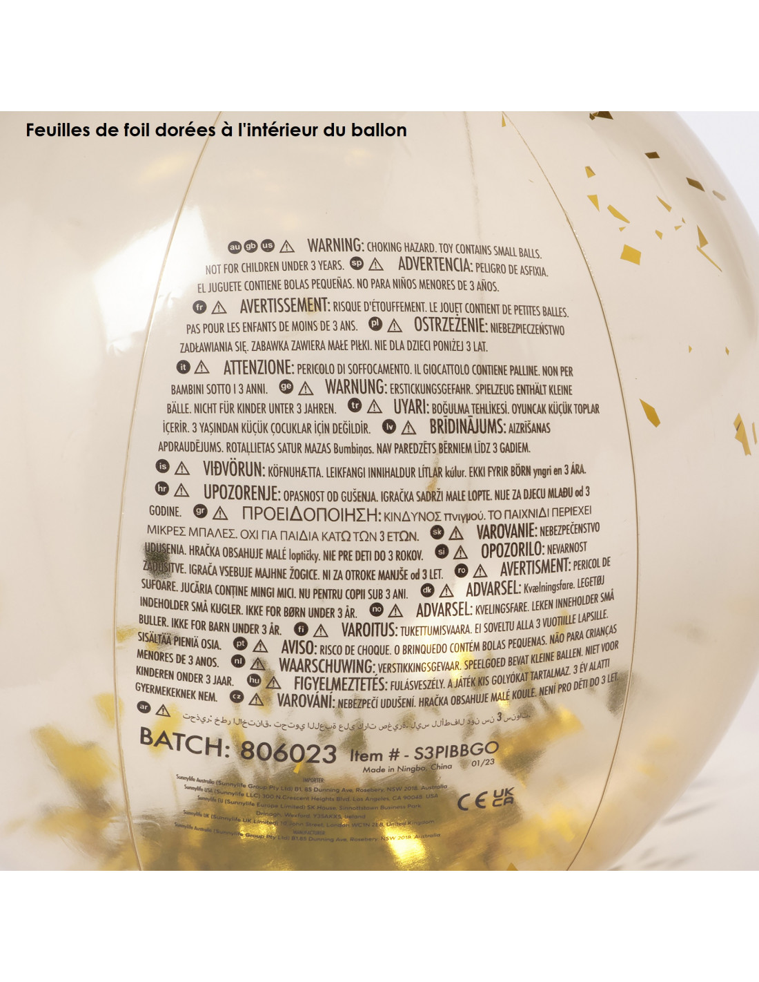 Ballon Gonflable Disco Doré 35Cm Sunnylife - Les Bambetises