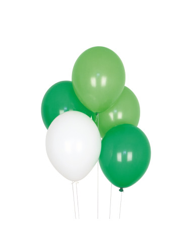 10 Ballons en latex Verts et Blancs