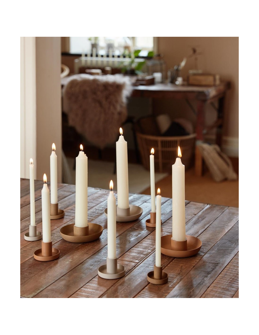 Bougeoir centre de table rond en métal pour 24 bougies