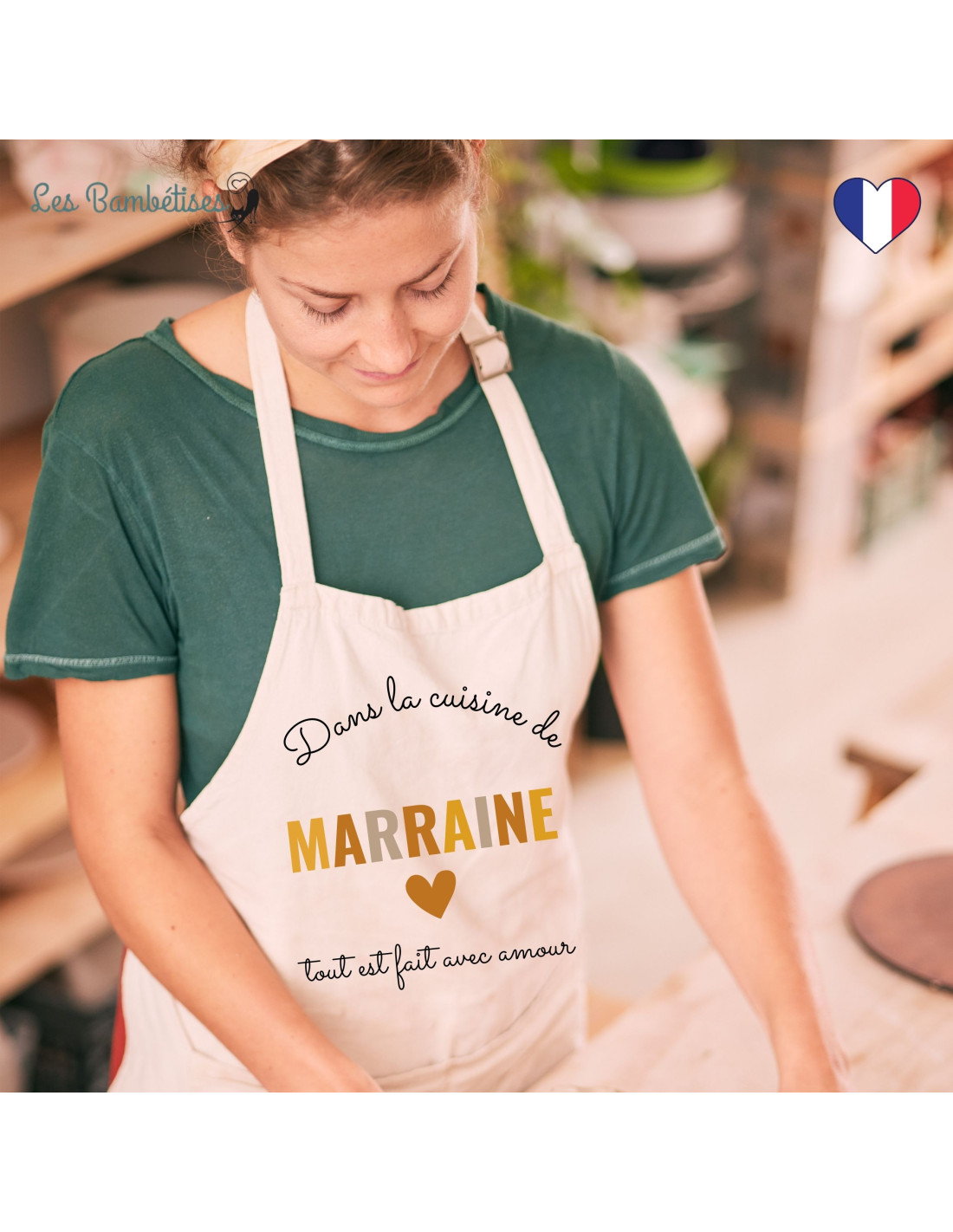 Tablier de Cuisine Personnalisé Marraine Terracotta - Les Bambetises