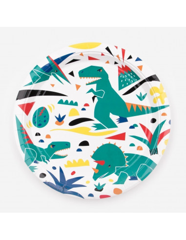 8 grandes assiettes dinosaures my little day