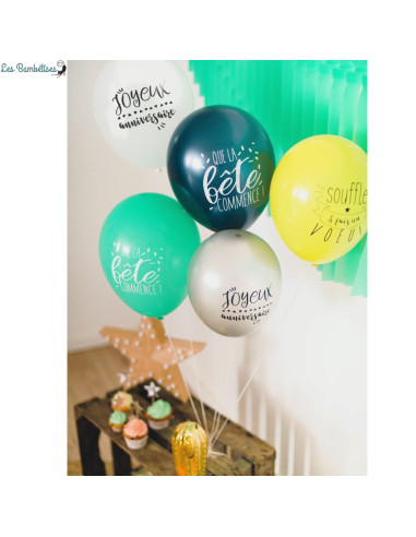 5-ballons-anniversaire-vert-jauneblanc-argent-noir