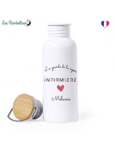 gourde-isotherme-personnalise-infirmiere-lettres-fleuries-cadeau-infirmiere-personnalise