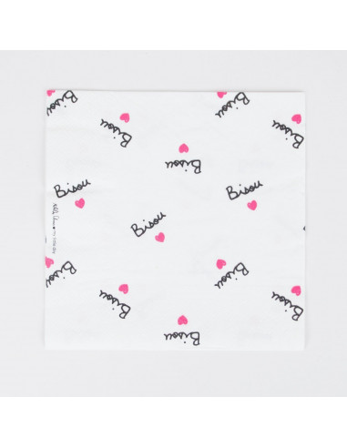 20 serviettes en papier motif "Bisou" de Mathilde Cabanas