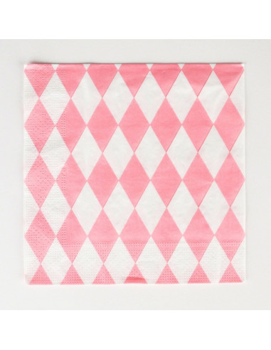 20 serviettes en papier motif losanges rose pastel my little day