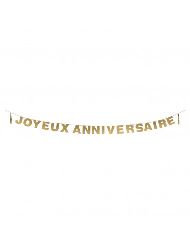Guirlande paillettes dorées écriture droite"Joyeux anniversaire"