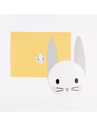 8 invitations lapins avec enveloppes et stickers my little day