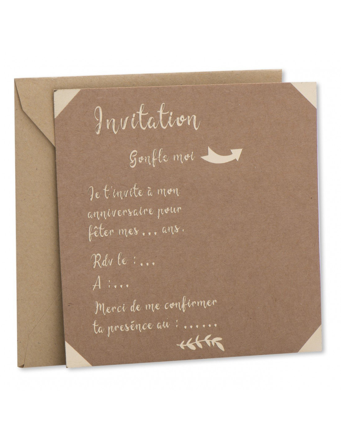 10 Invitations, 10 Enveloppes Kraft Ecritures Dorées - Les Bambetises