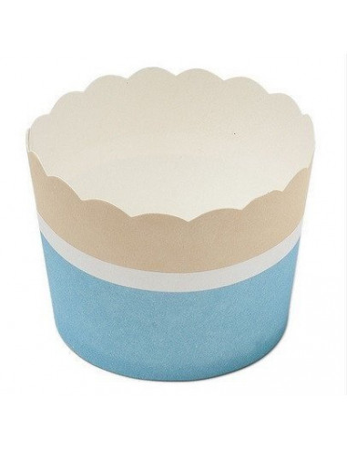 25 cupcakes bleu ciel blanc beige