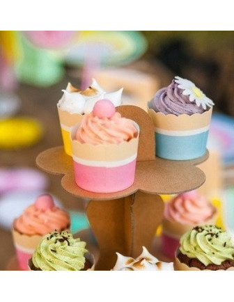 75 Caissettes à Cupcakes Rose/Blanc pour l'anniversaire de votre enfant -  Annikids