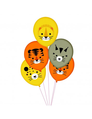 5 ballons imprimés animaux de la jungle my little day